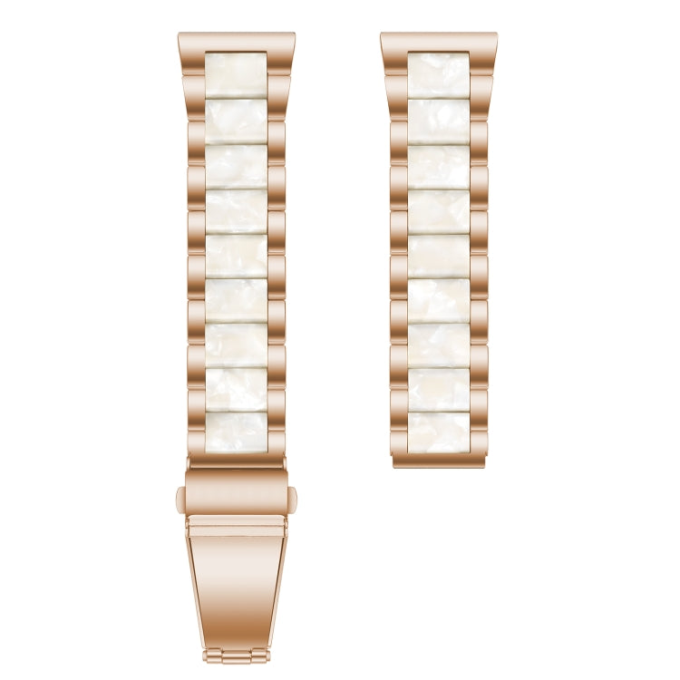 For Galaxy Watch 5 40 / 44mm Interbead Resin Metal Watch Band(Rose Gold White) - Watch Bands by buy2fix | Online Shopping UK | buy2fix