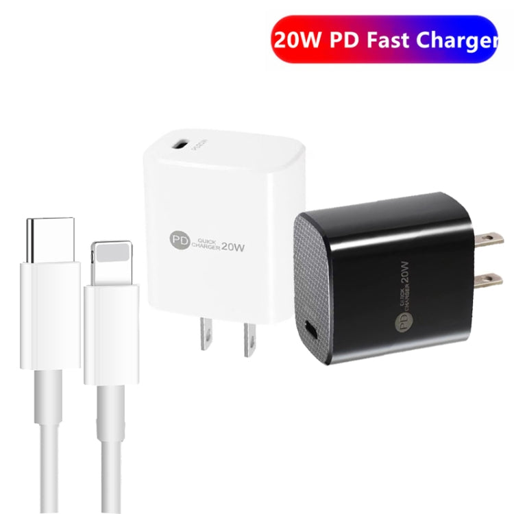 PD11 Single PD3.0 USB-C / Type-C 20W Fast Charger with 1m Type-C to 8 Pin Data Cable, US Plug(Black) - USB Charger by buy2fix | Online Shopping UK | buy2fix