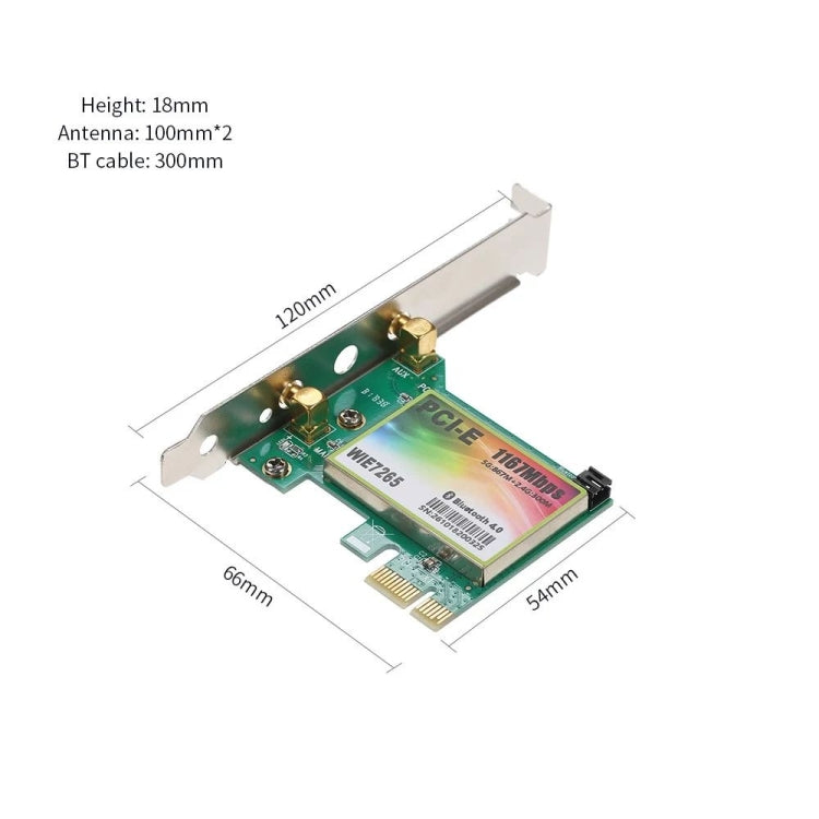 WIE7265 Dual Band 802.11ac 1167Mbps PCI-e WiFi Adapter + Bluetooth 4.2 WLAN Network Card - USB Network Adapter by buy2fix | Online Shopping UK | buy2fix