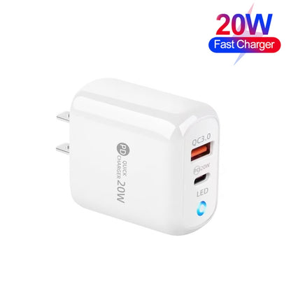 PD04 Type-C + USB Mobile Phone Charger with USB to 8 Pin Cable, US Plug(White) - USB Charger by buy2fix | Online Shopping UK | buy2fix