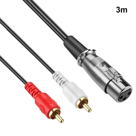 JUNSUNMAY 2 RCA Male to XLR Female Stereo Audio Cable, Cable Length:3m -  by JUNSUNMAY | Online Shopping UK | buy2fix