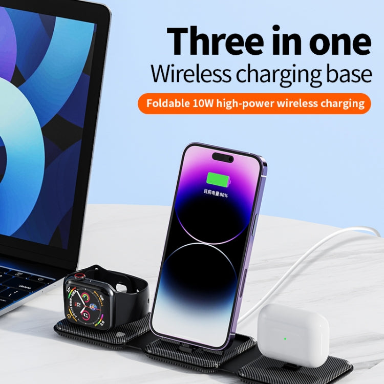 A75 Folding 3 in 1 Wireless Charger Suitable for Apple Watch Mobile Phone Headset(Black) - Wireless Charger by buy2fix | Online Shopping UK | buy2fix