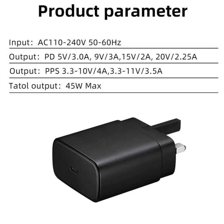 M135 45W USB-C / Type-C Port Fast Charger with 5A Type-C to Type-C Cable, UK Plug(White) -  by buy2fix | Online Shopping UK | buy2fix