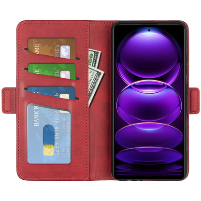 For Xiaomi Redmi Note 12 Pro+ Dual-side Magnetic Buckle Horizontal Flip Leather Phone Case(Red) - Note 12 Pro+ Cases by buy2fix | Online Shopping UK | buy2fix