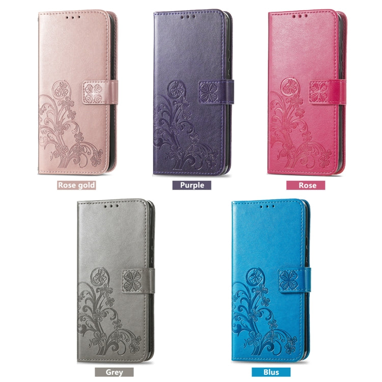 For TCL 405 Four-leaf Clasp Embossed Buckle Leather Phone Case(Rose Gold) - More Brand by buy2fix | Online Shopping UK | buy2fix