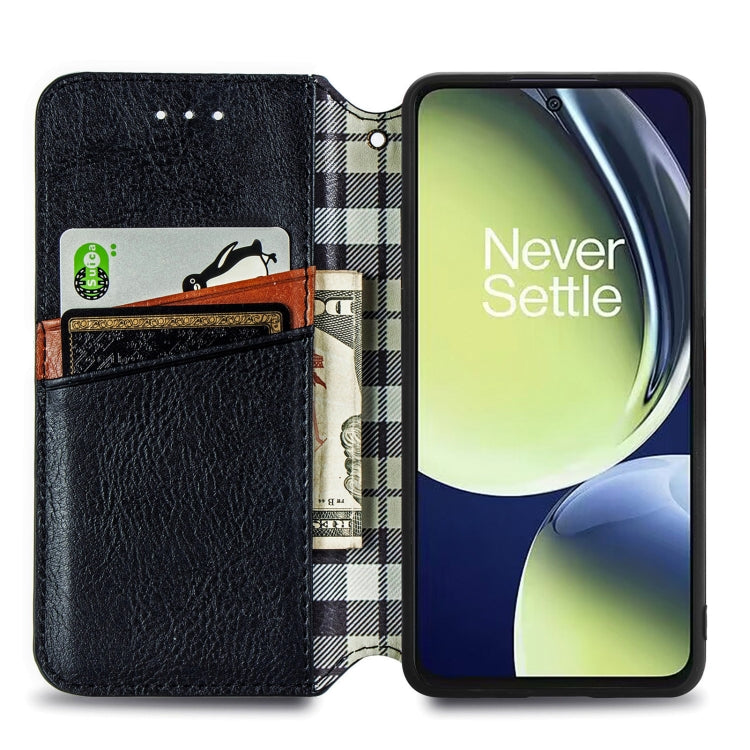 For OnePlus Nord CE 3 Lite Cubic Grid Pressed Magnetic Leather Phone Case(Black) - OnePlus Cases by buy2fix | Online Shopping UK | buy2fix