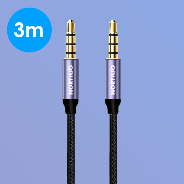 NORTHJO MTM04 4 Pole 3.5mm Male to Male Stereo Audio Aux Cable, Length:3m - Video & Audio Cable by NORTHJO | Online Shopping UK | buy2fix