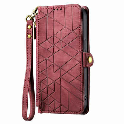 For iPhone SE 2022 /2020 /7 / 8 Geometric Zipper Wallet Side Buckle Leather Phone Case(Red) - iPhone SE 2022 / 2020 / 8 / 7 Cases by buy2fix | Online Shopping UK | buy2fix