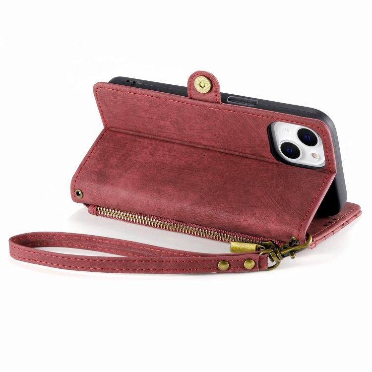 For iPhone SE 2022 /2020 /7 / 8 Geometric Zipper Wallet Side Buckle Leather Phone Case(Red) - iPhone SE 2022 / 2020 / 8 / 7 Cases by buy2fix | Online Shopping UK | buy2fix