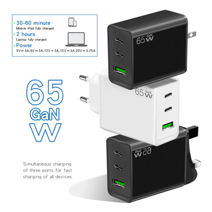 GaN PD65W Type-C x 2 + USB3.0 Charger with Type-C to Type-C Data Cable ,US Plug(White) - USB Charger by buy2fix | Online Shopping UK | buy2fix