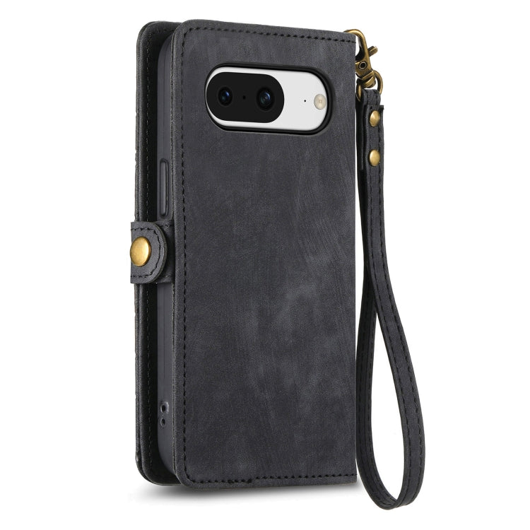 For Google Pixel 8 Pro Geometric Zipper Wallet Side Buckle Leather Phone Case(Black) - Google Cases by buy2fix | Online Shopping UK | buy2fix