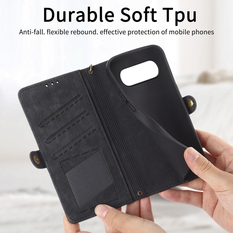 For Google Pixel 8 Pro Geometric Zipper Wallet Side Buckle Leather Phone Case(Black) - Google Cases by buy2fix | Online Shopping UK | buy2fix