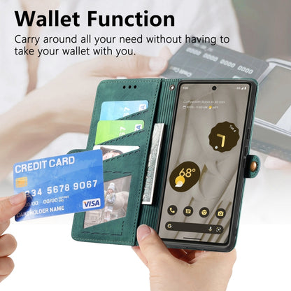 For Google Pixel 6 Geometric Zipper Wallet Side Buckle Leather Phone Case(Green) - Google Cases by buy2fix | Online Shopping UK | buy2fix