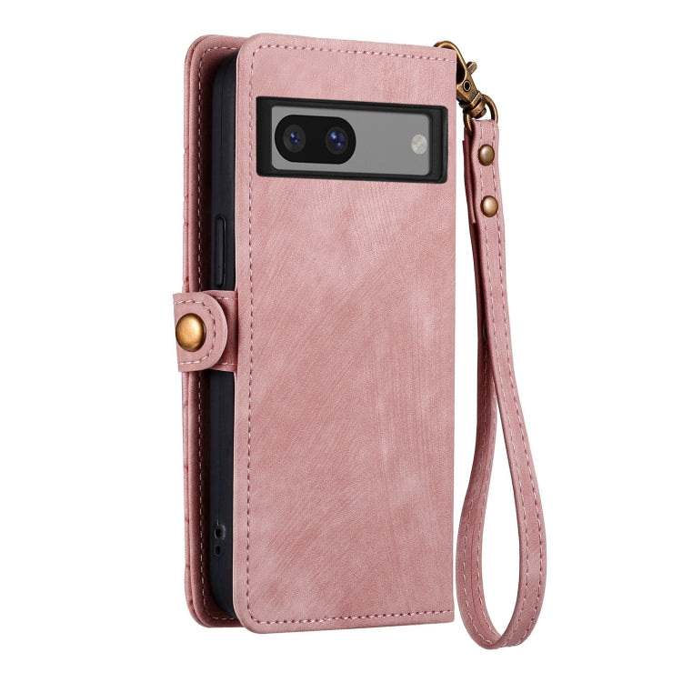 For Google Pixel 6 Pro Geometric Zipper Wallet Side Buckle Leather Phone Case(Pink) - Google Cases by buy2fix | Online Shopping UK | buy2fix