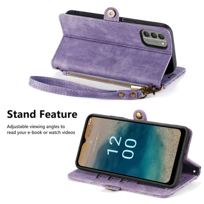 For Nokia G22 Geometric Zipper Wallet Side Buckle Leather Phone Case(Purple) - Nokia Cases by buy2fix | Online Shopping UK | buy2fix