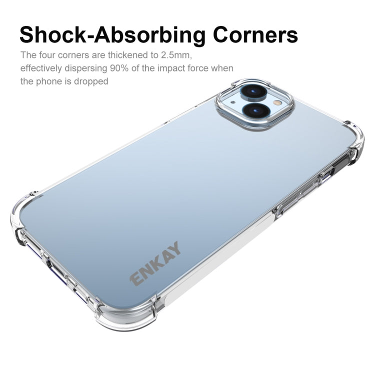 For iPhone 15 ENKAY Transparent TPU Shockproof Phone Case with Glass Film - iPhone 15 Cases by ENKAY | Online Shopping UK | buy2fix