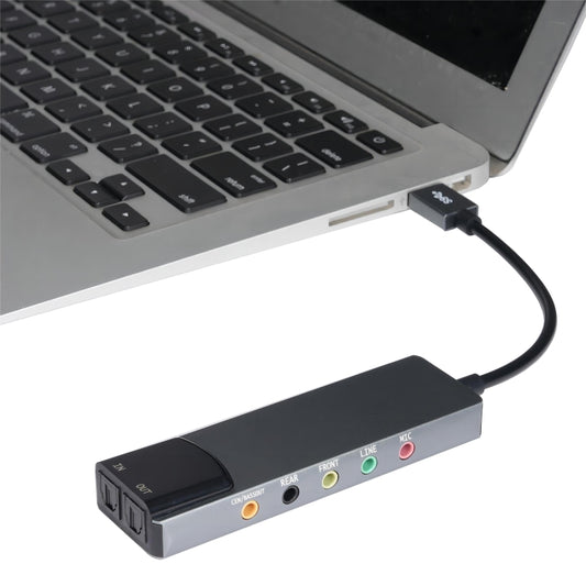 HY-601 6 in 1 USB Multi-Functional Sound Card USB + Audio 3.5 + 7.1CH / OPTICAL(Grey) - USB Sound by buy2fix | Online Shopping UK | buy2fix