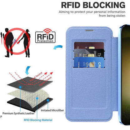 For Samsung Galaxy S23 Ultra 5G Shield Magsafe RFID Anti-theft Rhombus Leather Phone Case(Blue) - Galaxy S23 Ultra 5G Cases by buy2fix | Online Shopping UK | buy2fix