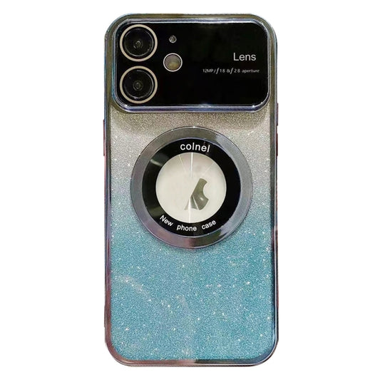 For iPhone 11 Large Window MagSafe Gradient Glitter Electroplating TPU Phone Case(Blue) - iPhone 11 Cases by buy2fix | Online Shopping UK | buy2fix