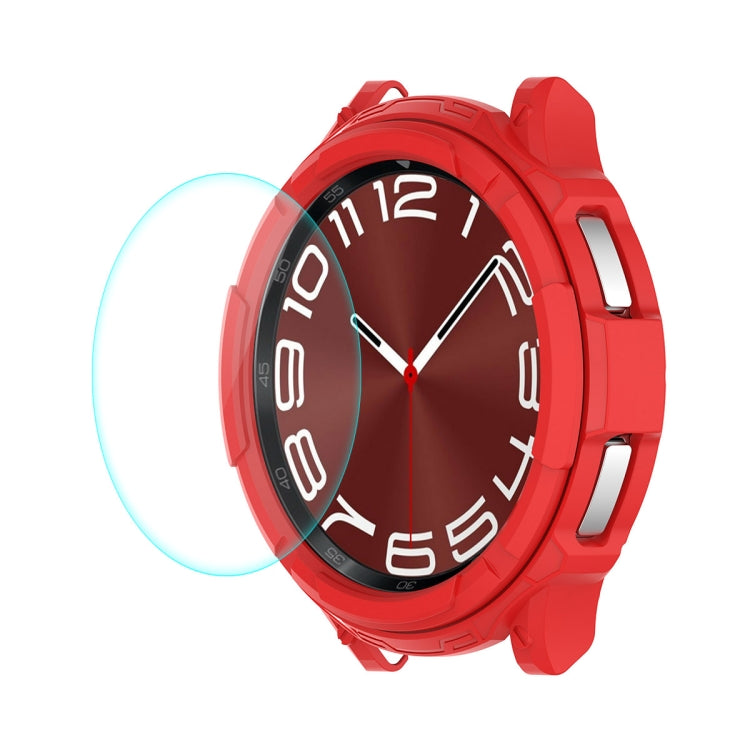 For Samsung Galaxy Watch6 Classic 43mm ENKAY Hat-Prince 2 in 1 TPU Armor Watch Case + 0.2mm 9H Tempered Glass Screen Protector(Red) - Watch Cases by ENKAY | Online Shopping UK | buy2fix