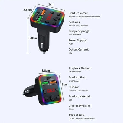 P22 Support MP3 Player USB Port Bluetooth FM Transmitter in-Car Adapter PD Car Charger - Car Charger by buy2fix | Online Shopping UK | buy2fix