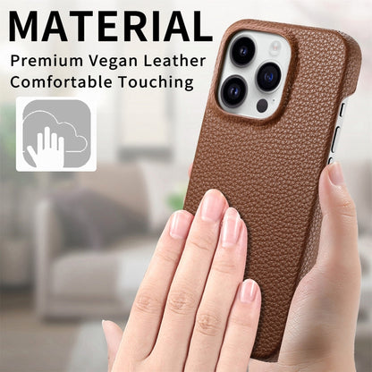 For iPhone 15 Pro Max Litchi Oil Edge Leather Back Phone Case(Brown) - iPhone 15 Pro Max Cases by buy2fix | Online Shopping UK | buy2fix