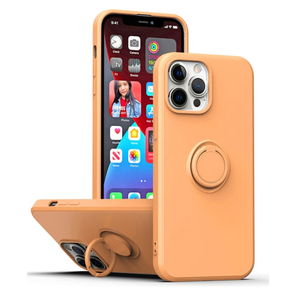 For iPhone 15 Pro Max Ring Kickstand Silicone Phone Case(Orange) - iPhone 15 Pro Max Cases by buy2fix | Online Shopping UK | buy2fix