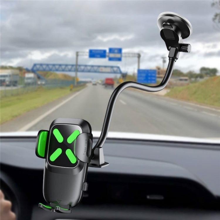 X034 Universal Truck Bus Dashboard Flexible Adjustable Windshield Suction Cup Car Phone Holder(Black) - Car Holders by buy2fix | Online Shopping UK | buy2fix