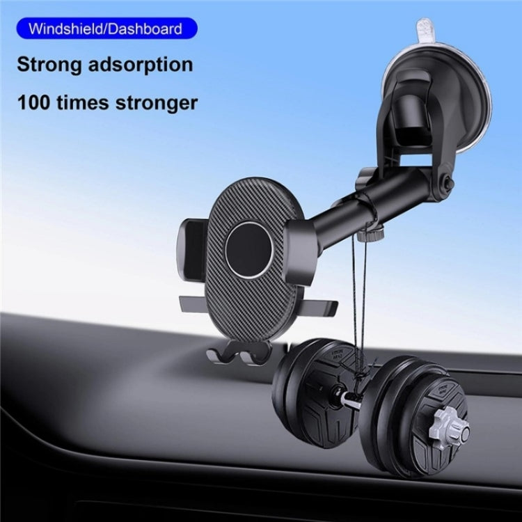 D40+105+K5 Carbon Fiber Texture Car Suction Cup Telescopic Arm Phone Holder Windshield Dashboard - Car Holders by buy2fix | Online Shopping UK | buy2fix