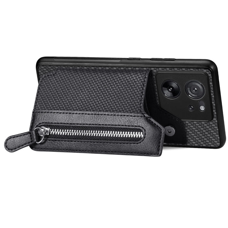 For Xiaomi 13T / 13T Pro Carbon Fiber Flip Zipper Wallet Phone Case(Black) - Xiaomi Cases by buy2fix | Online Shopping UK | buy2fix