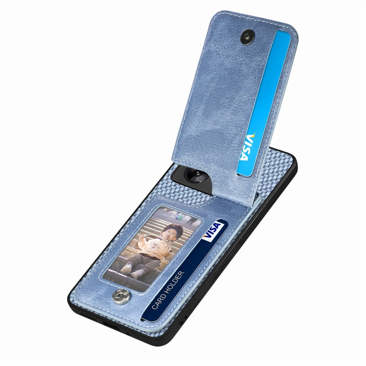 For Xiaomi 13T / 13T Pro Carbon Fiber Vertical Flip Zipper Phone Case(Blue) - Xiaomi Cases by buy2fix | Online Shopping UK | buy2fix