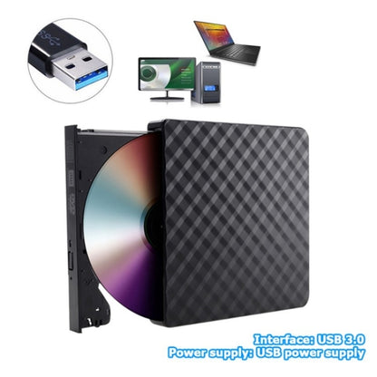 633 Rhombus Pattern USB3.0 Computer Laptop External Optical Drive Burner DVD Write(Black) - Rewritable Drive by buy2fix | Online Shopping UK | buy2fix