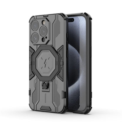 For iPhone 15 Pro Max MagSafe Supersonic Armor Holder PC Hybrid TPU Phone Case(Black) - iPhone 15 Pro Max Cases by buy2fix | Online Shopping UK | buy2fix