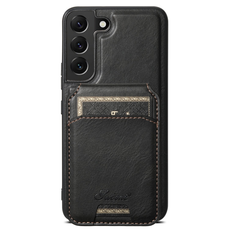 For Samsung Galaxy S22+ 5G Suteni H15  Oil Eax Leather Detachable Wallet Back Phone Case(Black) - Galaxy S22 5G Cases by Suteni | Online Shopping UK | buy2fix