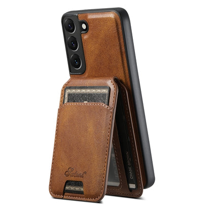 For Samsung Galaxy S22+ 5G Suteni H15 MagSafe Oil Eax Leather Detachable Wallet Back Phone Case(Brown) - Galaxy S22 5G Cases by Suteni | Online Shopping UK | buy2fix