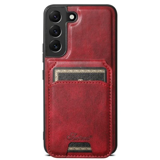 For Samsung Galaxy S22 5G Suteni H15 MagSafe Oil Eax Leather Detachable Wallet Back Phone Case(Red) - Galaxy S22 5G Cases by Suteni | Online Shopping UK | buy2fix