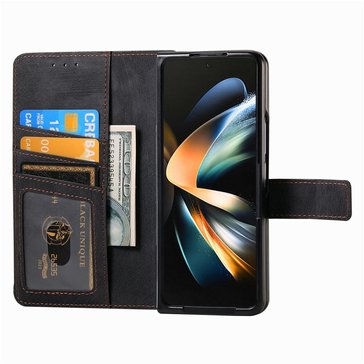 For Samsung Galaxy Z Fold4 Retro MagSafe Magnetic Zipper Wallet Leather Phone Case(Black) - Galaxy Z Fold4 5G Cases by buy2fix | Online Shopping UK | buy2fix