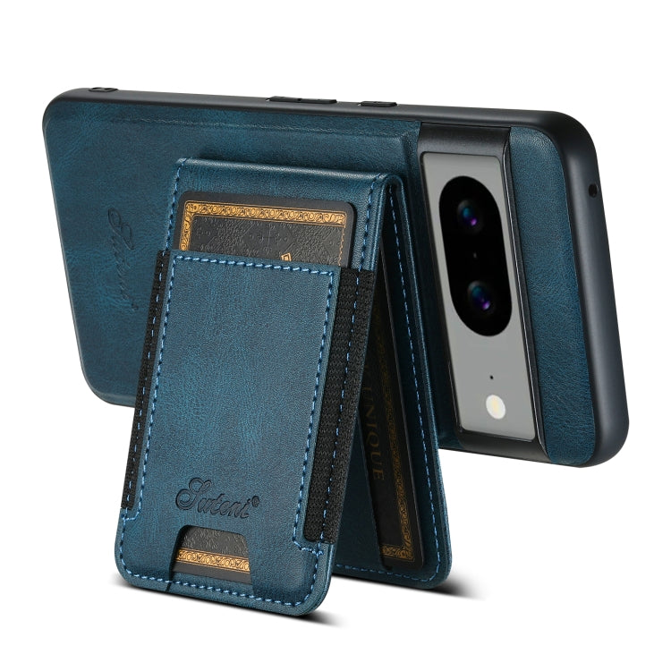 For Google Pixel 7 Suteni H17 Oil Eax Leather Detachable Wallet Phone Case(Blue) - Google Cases by Suteni | Online Shopping UK | buy2fix