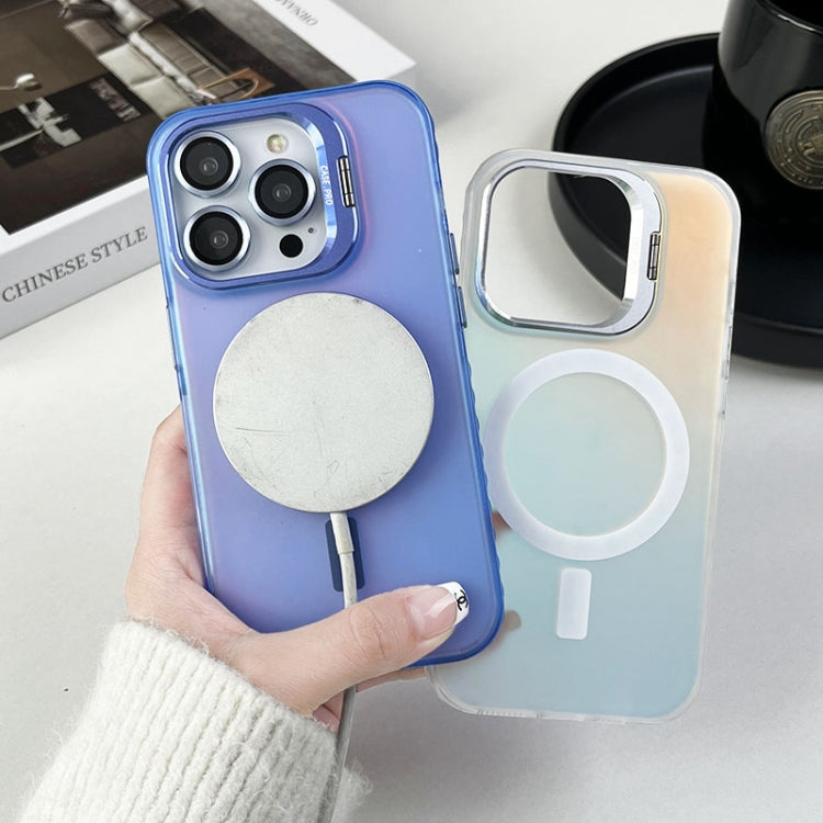 For iPhone 15 Pro Max MagSafe Lens Holder PC Hybrid TPU Phone Case(Blue) - iPhone 15 Pro Max Cases by buy2fix | Online Shopping UK | buy2fix