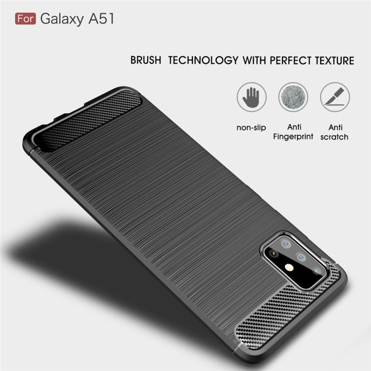 For Galaxy A51 Brushed Texture Carbon Fiber TPU Case(Black) - Galaxy Phone Cases by buy2fix | Online Shopping UK | buy2fix