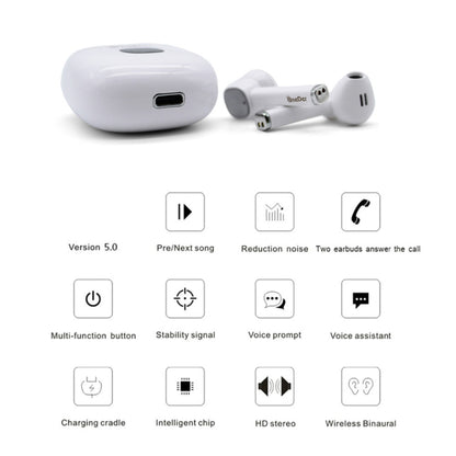 Oneder W16 TWS Bluetooth 5.0 Wireless Bluetooth Earphone with Charging Box, Support HD Call & LED Display Battery(White) - TWS Earphone by OneDer | Online Shopping UK | buy2fix