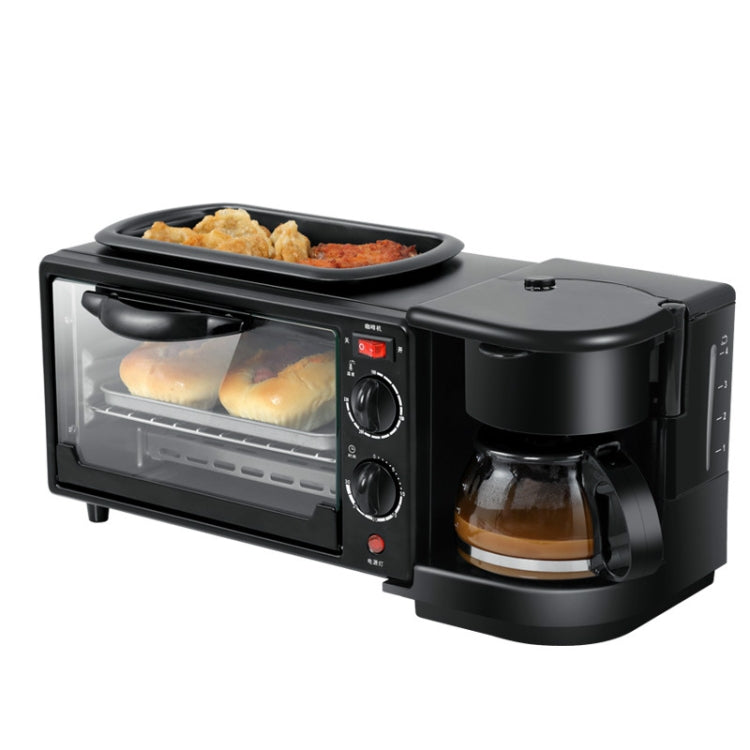 3 in 1 Electric Breakfast Machine Multifunction Coffee Maker + Frying Pan + Mini Oven  Household Bread Pizza Oven(Black) - Home & Garden by buy2fix | Online Shopping UK | buy2fix