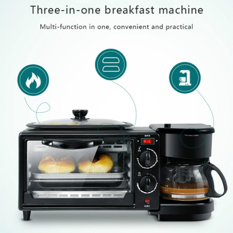 3 in 1 Electric Breakfast Machine Multifunction Coffee Maker + Frying Pan + Mini Oven  Household Bread Pizza Oven(Black) - Home & Garden by buy2fix | Online Shopping UK | buy2fix