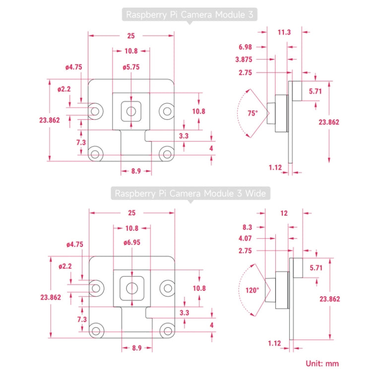 Waveshare For Raspberry Pi Camera Module 3, High Resolution, Auto-Focus 12MP, IMX708, 75° FOV, 23943 - Consumer Electronics by buy2fix | Online Shopping UK | buy2fix