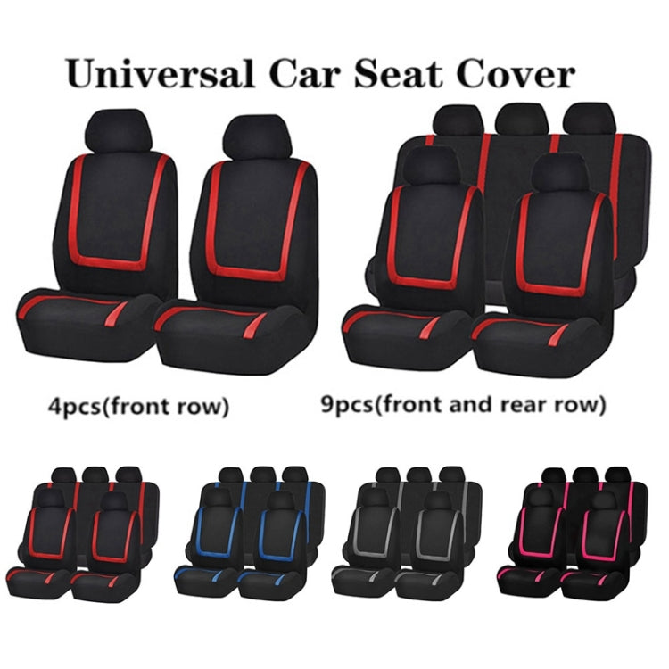 Universal Car Seat Cover Polyester Fabric Automobile Seat Covers Car Seat Cover Vehicle Seat Protector Interior Accessories 9pcs Set Black - Seat Accessories by buy2fix | Online Shopping UK | buy2fix