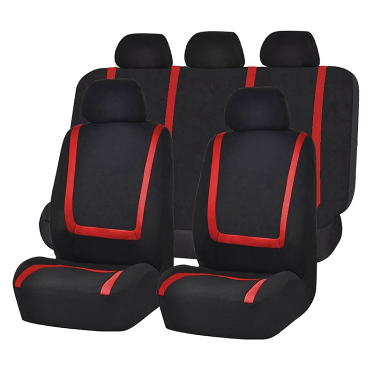 Universal Car Seat Cover Polyester Fabric Automobile Seat Covers Car Seat Cover Vehicle Seat Protector Interior Accessories 9pcs Set Red - Seat Accessories by buy2fix | Online Shopping UK | buy2fix