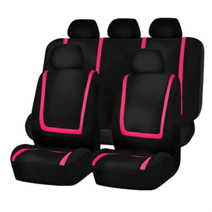 Universal Car Seat Cover Polyester Fabric Automobile Seat Covers Car Seat Cover Vehicle Seat Protector Interior Accessories 9pcs Set Pink - Seat Accessories by buy2fix | Online Shopping UK | buy2fix