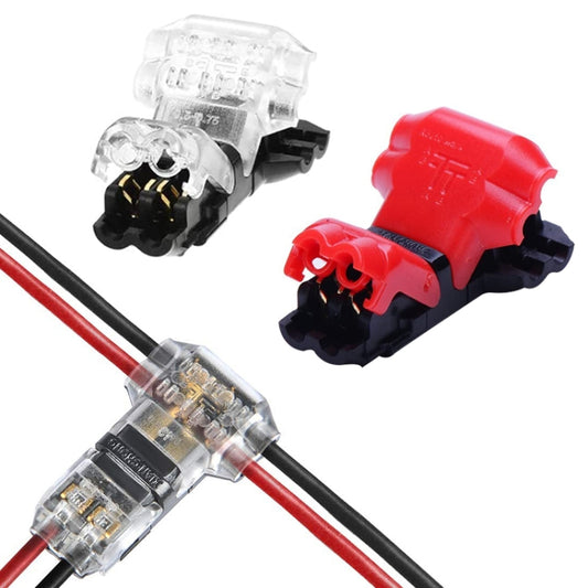 5PCS Peel-free Quick Connector Two-core T-type 2-wire Stripping Terminal Block, Random Color Delivery - Connectors by buy2fix | Online Shopping UK | buy2fix