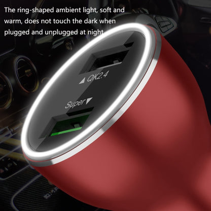 QIAKEY QK506L Dual Ports Fast Charge Car Charger(Red) - Car Charger by QIAKEY | Online Shopping UK | buy2fix