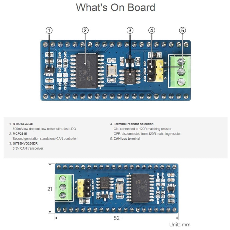 Waveshare For Raspberry Pi Pico CAN Bus Module (B),Enabling Long Range Communication Through SPI,23775 - Consumer Electronics by Waveshare | Online Shopping UK | buy2fix